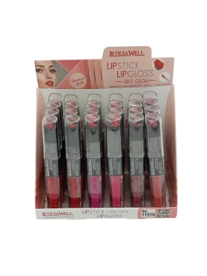 Duo barra de labios+ lipgloss glow leticiawell