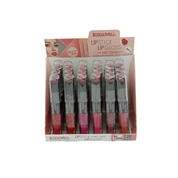 Duo barra de labios+ lipgloss glow leticiawell