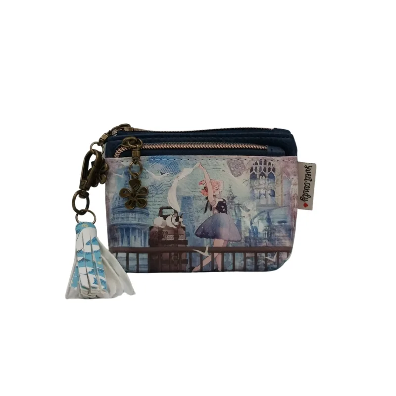 Monedero sweet candy con bolsillos exteriores y cremalleras Azul - Imagen 2