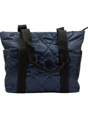 bolso de hombro acolchado y polipiel  azul marino